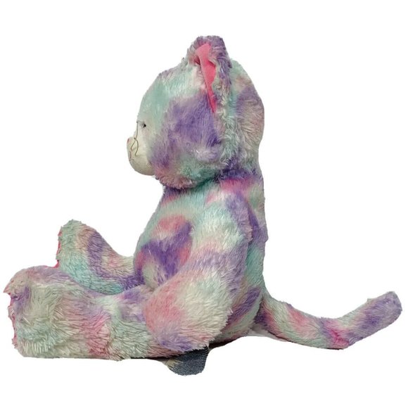 BAB Build A Bear Plush Pastel Swirl Tie-dye Kitty Cat Stuffed Meow Rainbow 16" - Picture 6 of 11